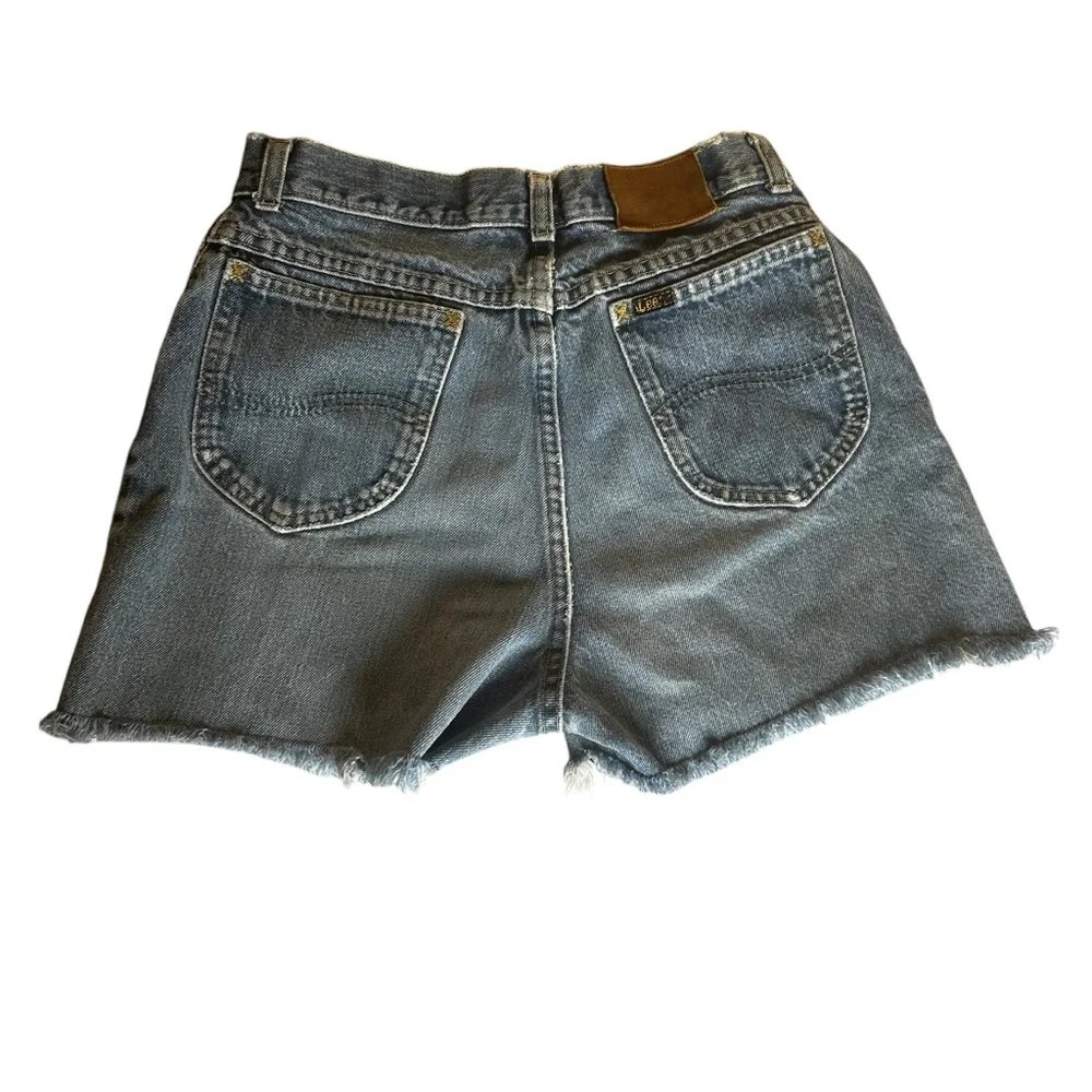 Lee vintage denim shorts junior sz 11 women 2/4 frayed 90s blue boho hippie USA - Picture 2 of 16